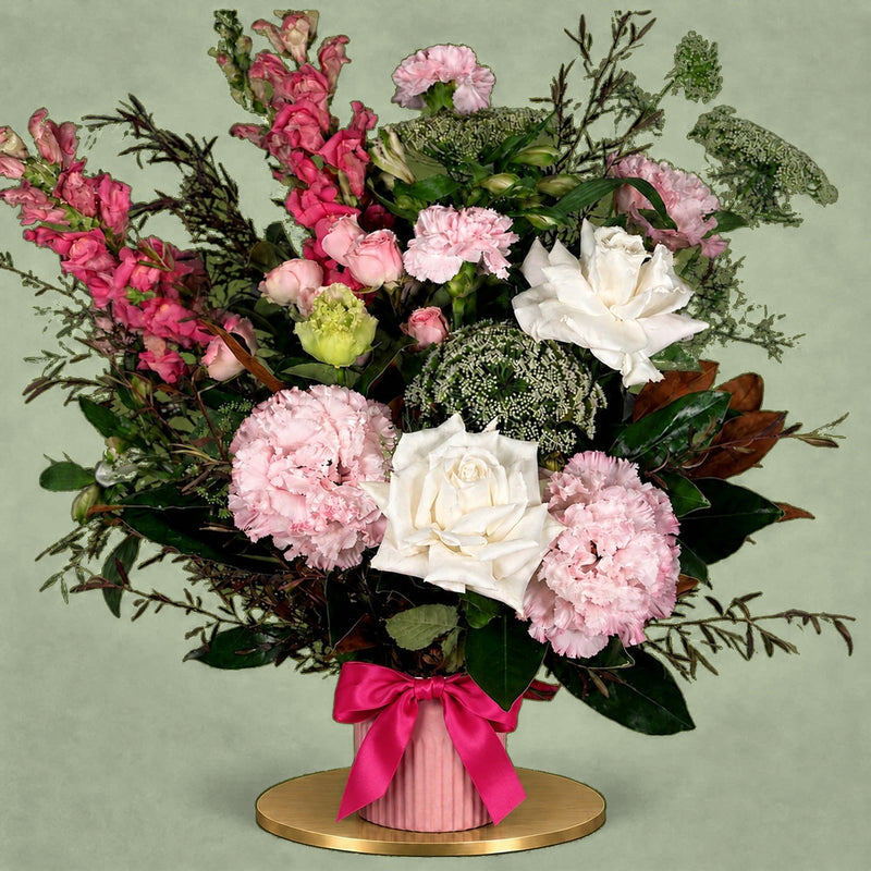 Hugo's Charm with Pink Glass Vase